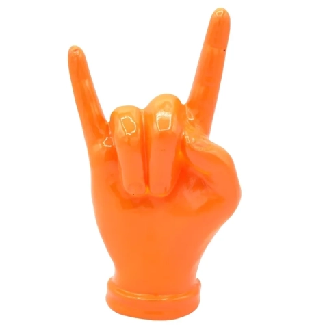 Corna mano arancione in ceramica 16 cm