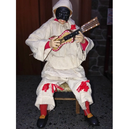 pulcinella in terracotta vestito stoffe presepe