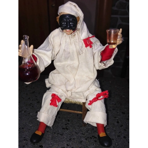 pulcinella in terracotta vestito stoffe presepe