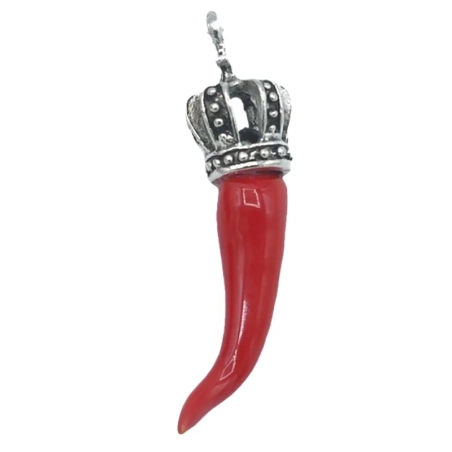 Corno Ciondolo rosso in ceramica 4 cm