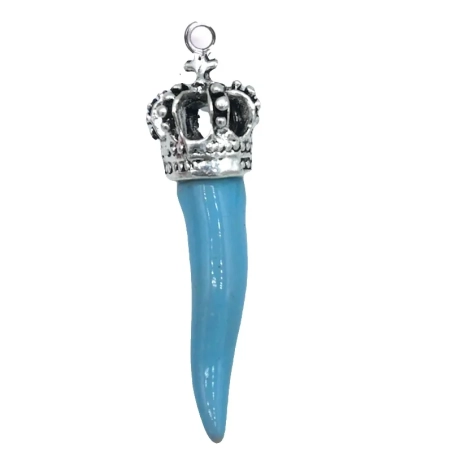 Corno Ciondolo azzurro in ceramica 4 cm