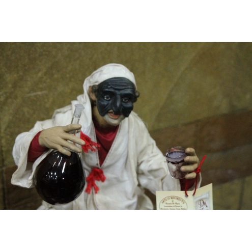 pulcinella in terracotta vestito stoffe presepe