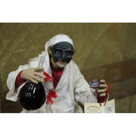 pulcinella in terracotta vestito stoffe presepe