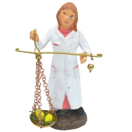 Fruttivendola in terracotta con bilancia 10 cm
