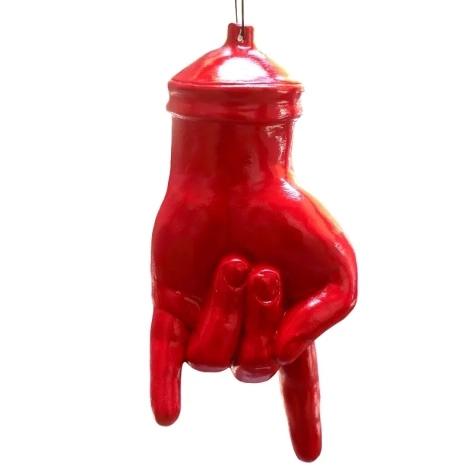 Corna mano rossada appendere in ceramica 21 cm