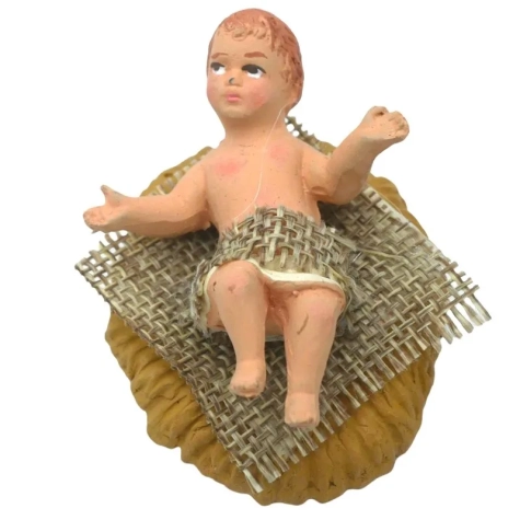 Gesù bambino vestito in stoffa 10 cm