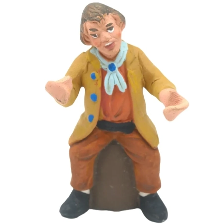 Uomo seduto in terracotta 10 cm
