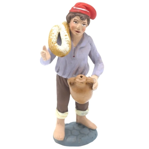 Pescatore con rete in terracotta 10 cm