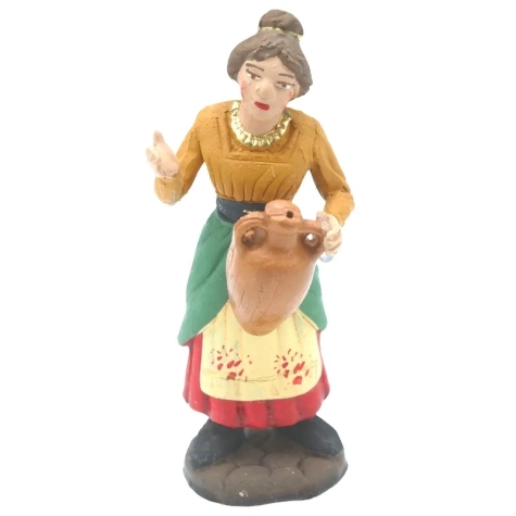 Donna con brocca che trasporta acqua in terracotta 10 cm
