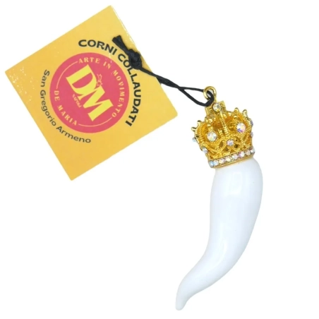 Corno reale luxury bianco in ceramica 7 cm