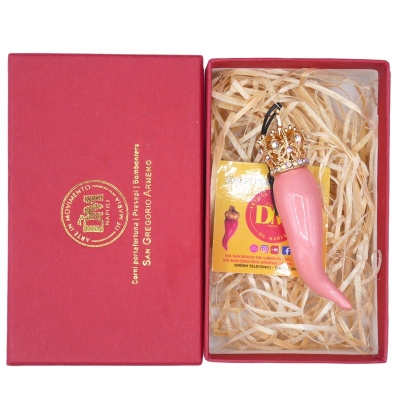 Corno luxury rosa ceramica in scatola regalo 7 cm