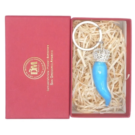 Portachiavi Corno luxury rosa in ceramica 7 cm in scatola regalo