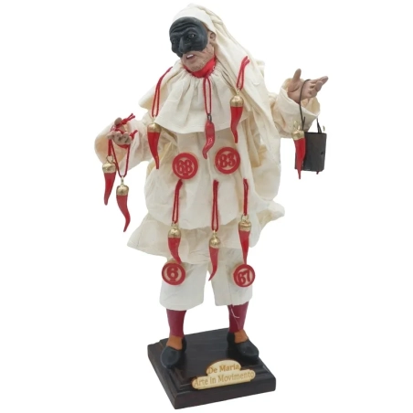 Pulcinella stile 700 con corni ed occhi in vetro 25 cm