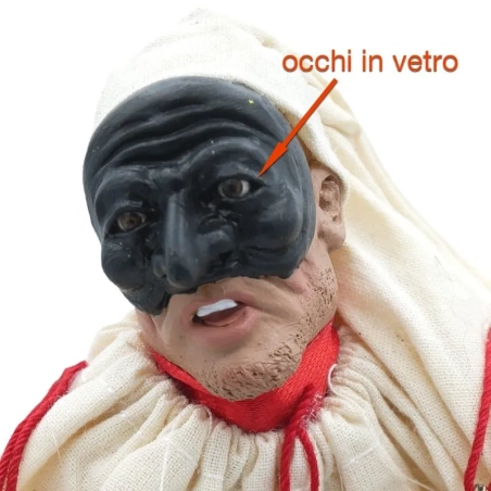 Pulcinella stile 700 con triccaballacche ed occhi in vetro 25 cm