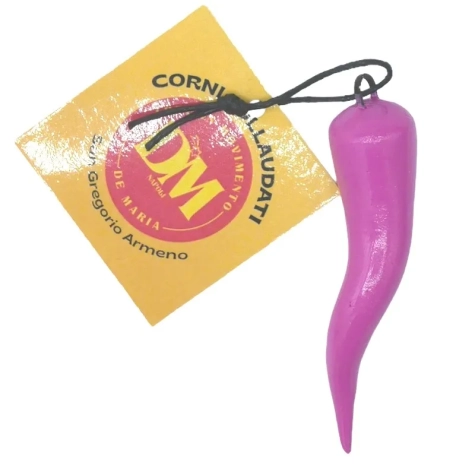 Corno fucsia in ceramica 7 cm in scatola regalo 2