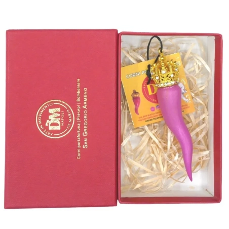 Corno luxury fucsia in ceramica 8 cm in scatola regalo