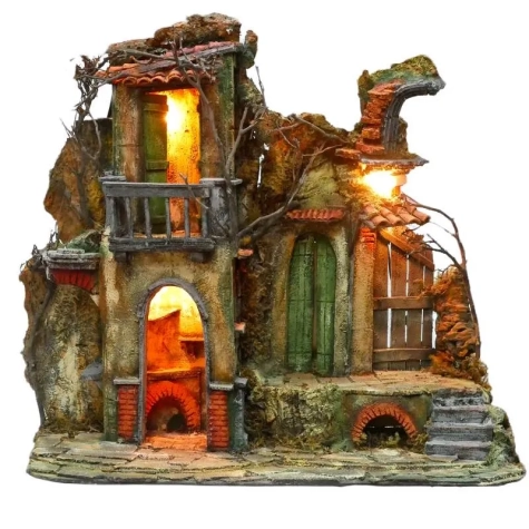 Presepe stile 700 completo di luci 60 cm