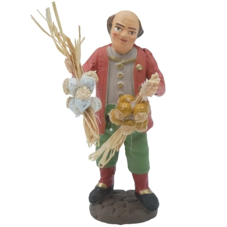 Uomo che vende cipolle e aglio in terracotta 10 cm