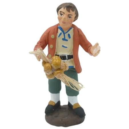 Uomo con ceppo di cipolle in terracotta 10 cm