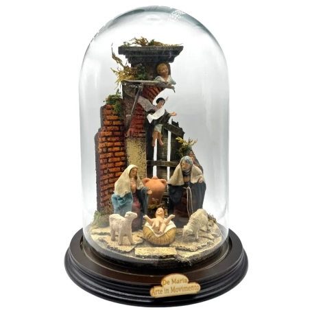 Campana da 30 cm con natività in terracotta da 10 cm
