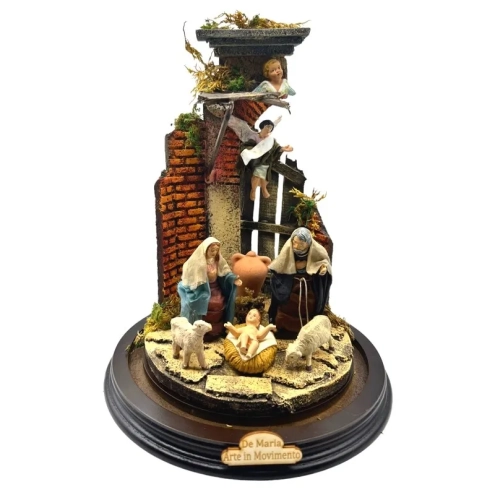 Campana da 30 cm con natività in terracotta da 10 cm