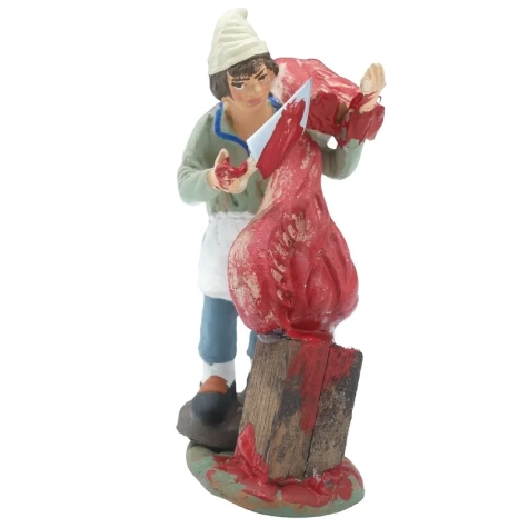 Macellaio che taglia la carne in terracotta 10 cm