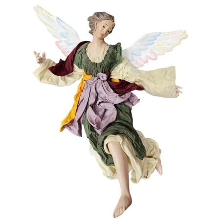 Angelo con occhi in vetro e vestiti in stoffa 45-50 cm