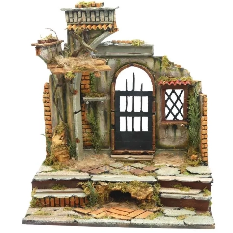 Tempio presepe stile 700 con pastori da 10 cm 2