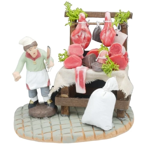 Bottega del Macellaiocon carne in cera 7 cm
