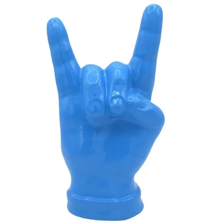 Corna mano azzurra in ceramica 12 cm