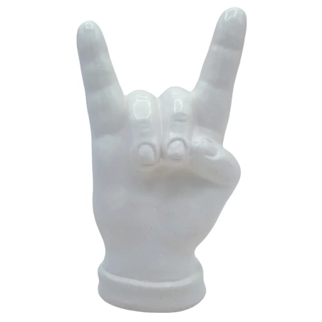 Corna mano bianca in ceramica 12 cm