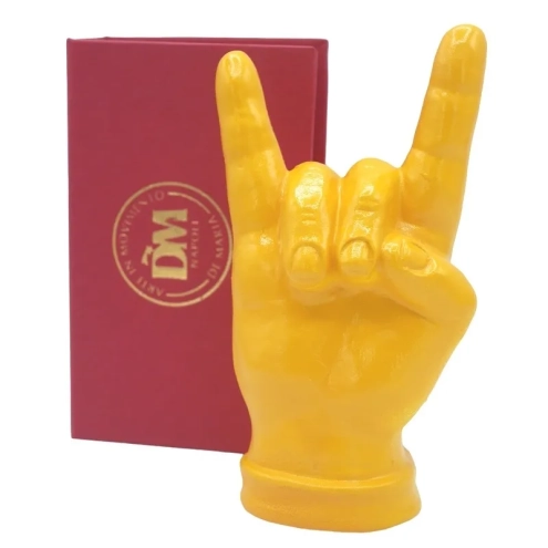 Corna mano gialla in ceramica 12 cm