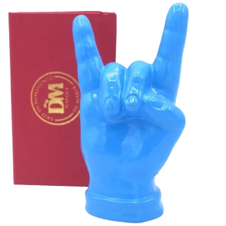 Corna mano azzurra in ceramica 12 cm