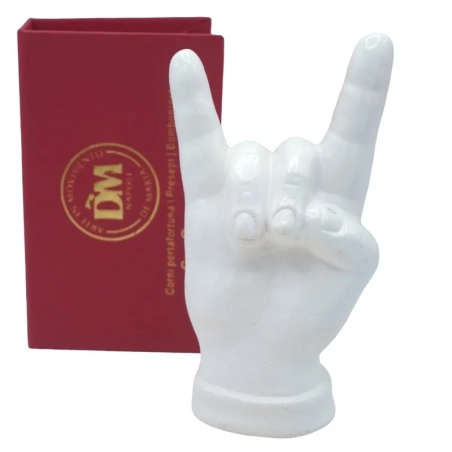 Corna mano bianca in ceramica 12 cm