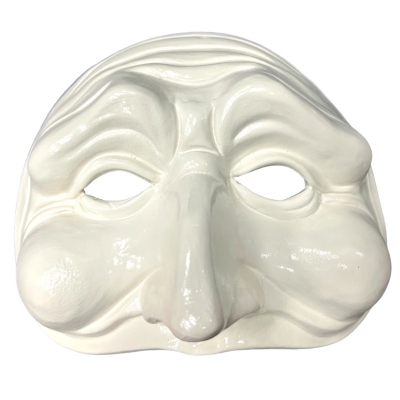 Maschera di Pulcinella bianca in ceramica 21 cm