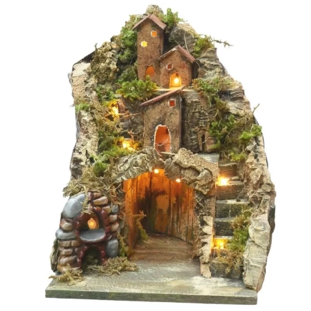 Presepe completo di luci 27 cm