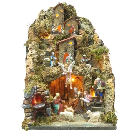Presepe completo di luci  e forno 40 cm