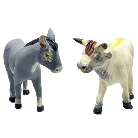 Asino e Mucca in terracotta 10 cm