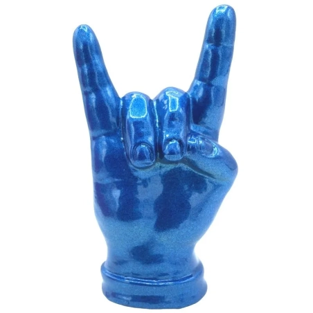 Corna mano blu metalizzato in ceramica 12 cm