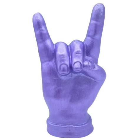 Corna mano viola metalizzato in ceramica 12 cm