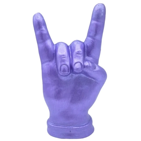 Corna mano viola metalizzato in ceramica 12 cm