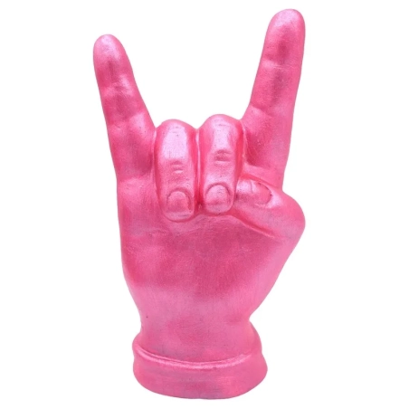 Corna mano rosa metalizzato in ceramica 12 cm
