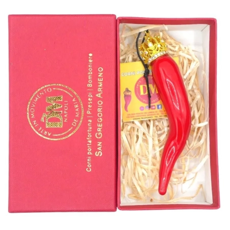 Corno luxury rosso ceramica in scatola regalo 10 cm