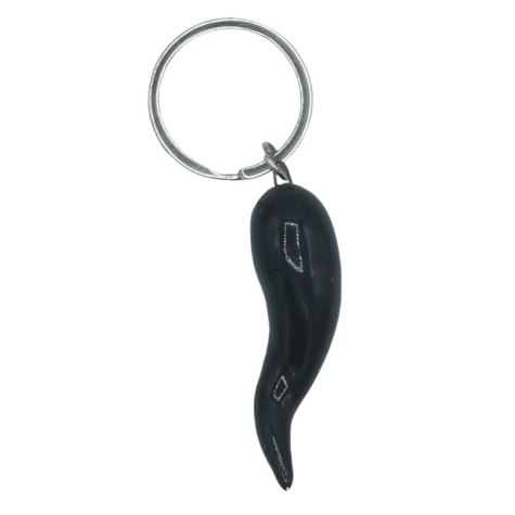 Portachiavi con corno in ceramica nero 6 cm
