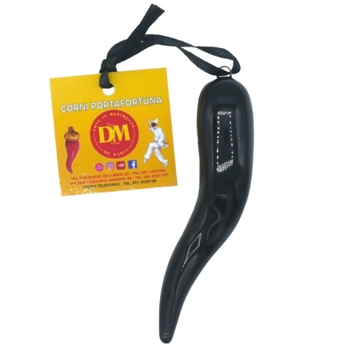Corno nero in ceramica 9 cm con scatola regalo