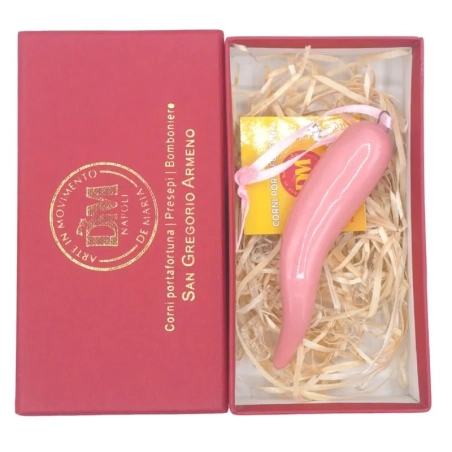 Corno bianco in ceramica 9 cm con scatola regalo
