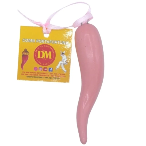 Corno bianco in ceramica 9 cm con scatola regalo 2