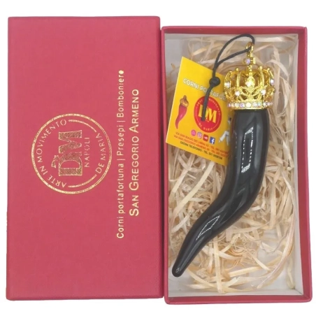 Corno luxury nero in ceramica 11 cm in scatola regalo