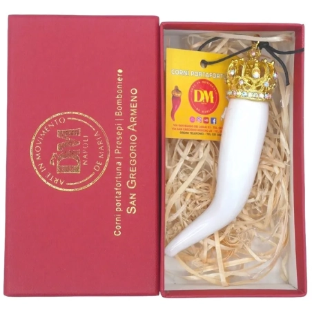 Corno luxury bianco in ceramica 11 cm in scatola regalo