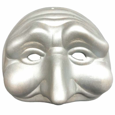 Maschera di Pulcinella argento in ceramica 21 cm